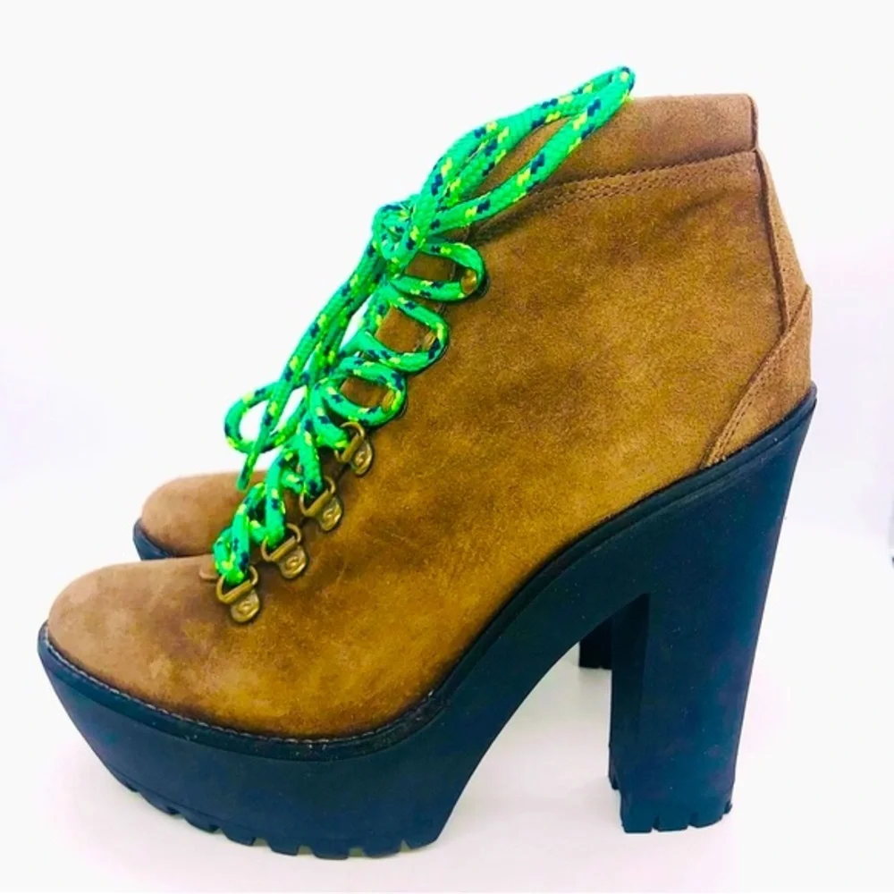 Polo Ralph Lauren Helene Oiled Suede Platform Hiking Boots EU 38 / US 8 EUC